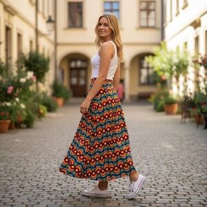 LuLaRoe Vibrant Colorful Pull On Stretch Maxi Skirt